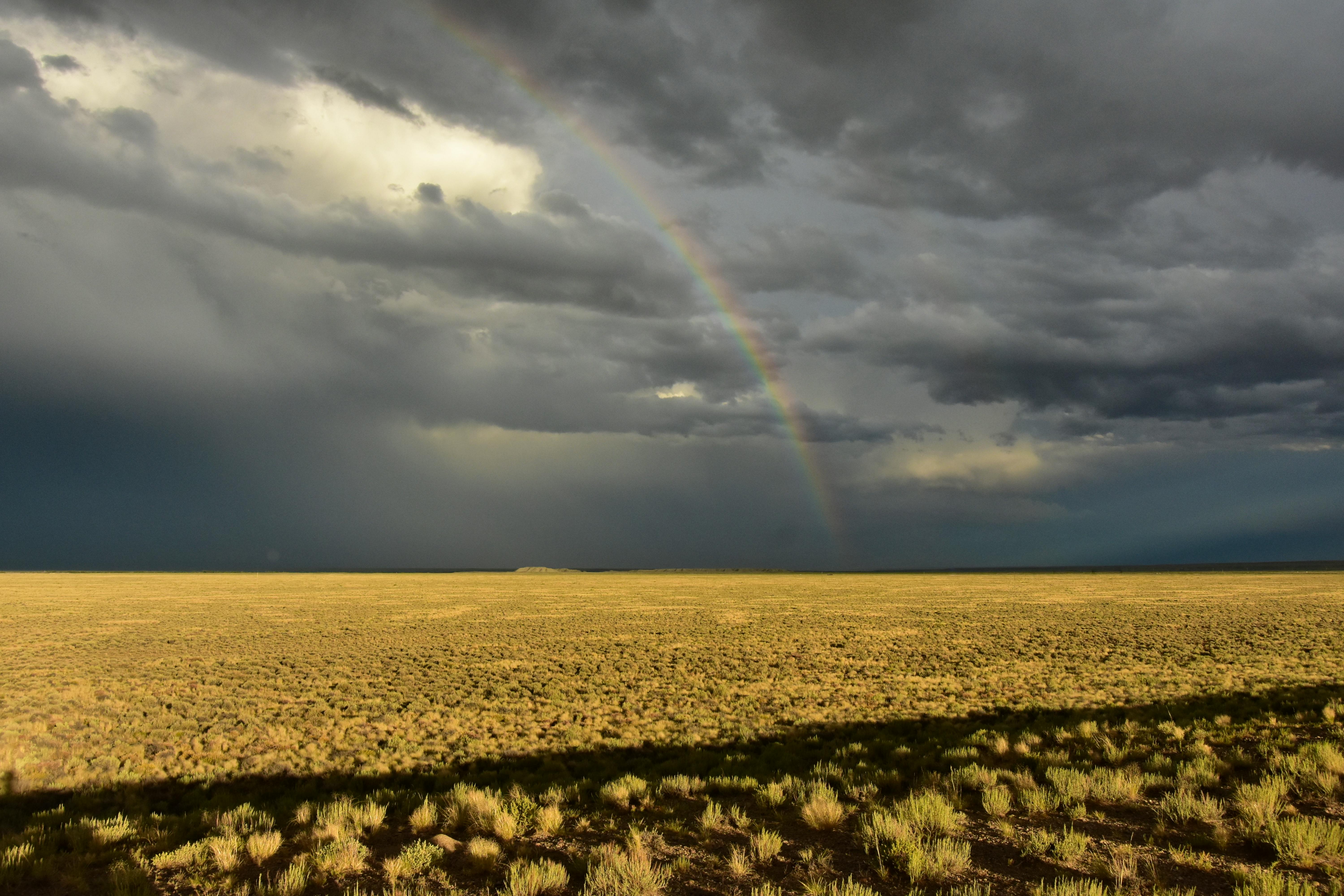 Rainbow Over Sagebrush Landscape